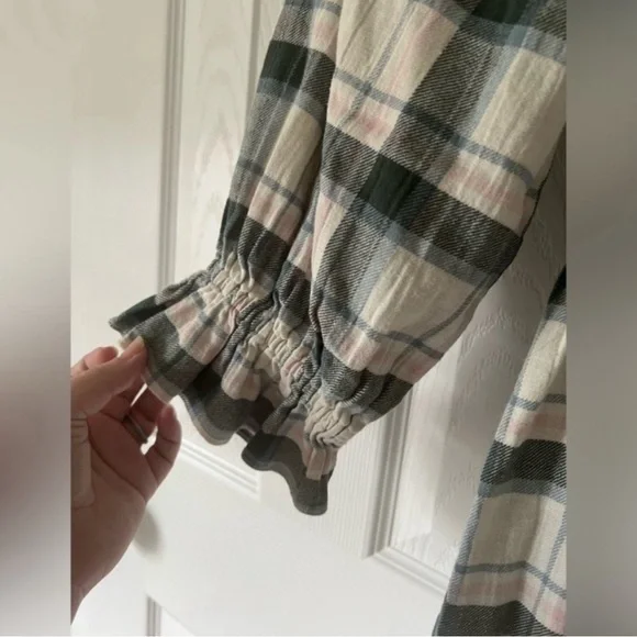 Madewell Lucie Elbow-Sleeve Smocked Plaid Mini Dress – Women’s Large NWT - Picture 7 of 8